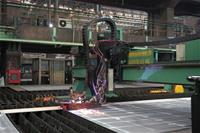 台船公司建造財政部關務署100噸級巡緝艇2艘開工典禮_鋼板切割