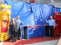 上樑合照(照片左起台蝕公司董事長蔡坤宗、台船集團董事長陳政宏、台蝕公司總經理陳俊彰)